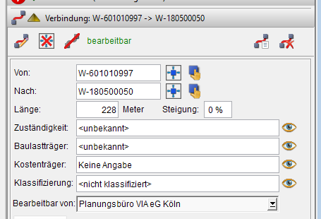 Detaildaten einer ausgewählten Verbindung