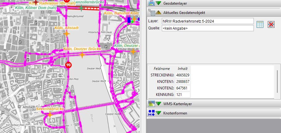 Geodatenlayer-Auswahl im Informationsbereich
