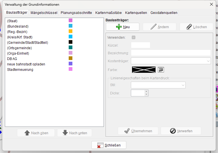 Verwaltung Grundinformationen
