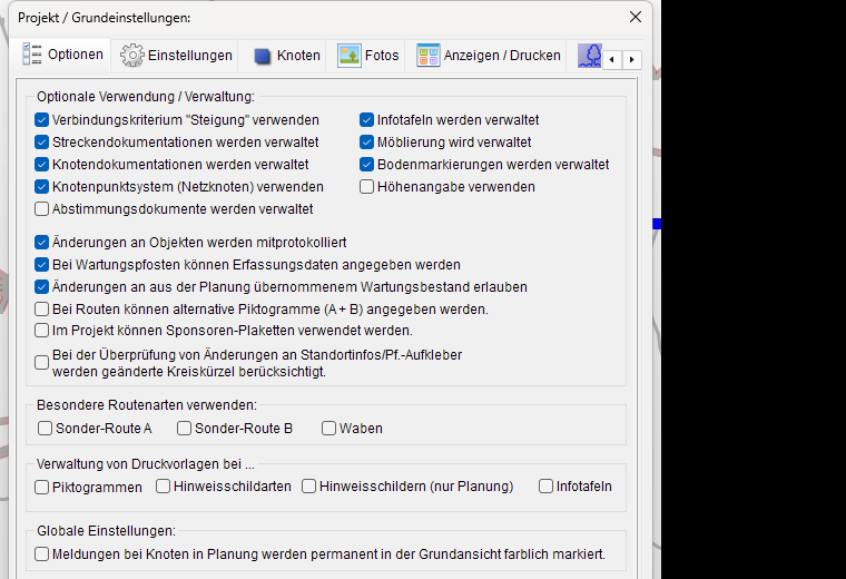Projektgrundeinstellungen