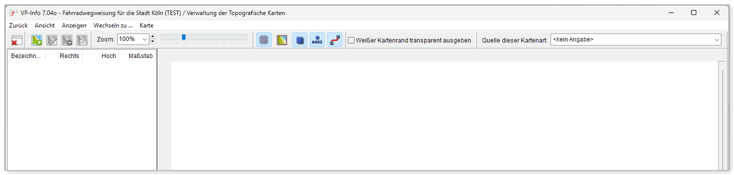 Verwaltung der Topografischen Karten (im Testprojekt ohne Karten)