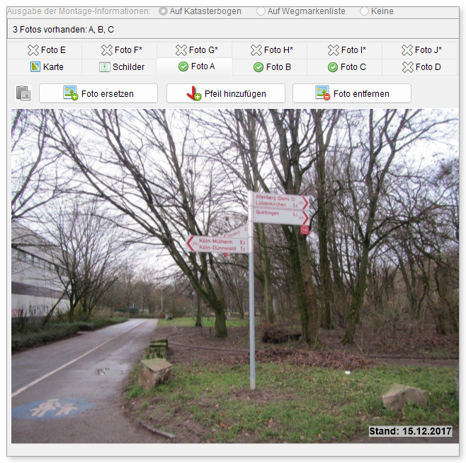 Register „Foto A“ mit Standortfoto
