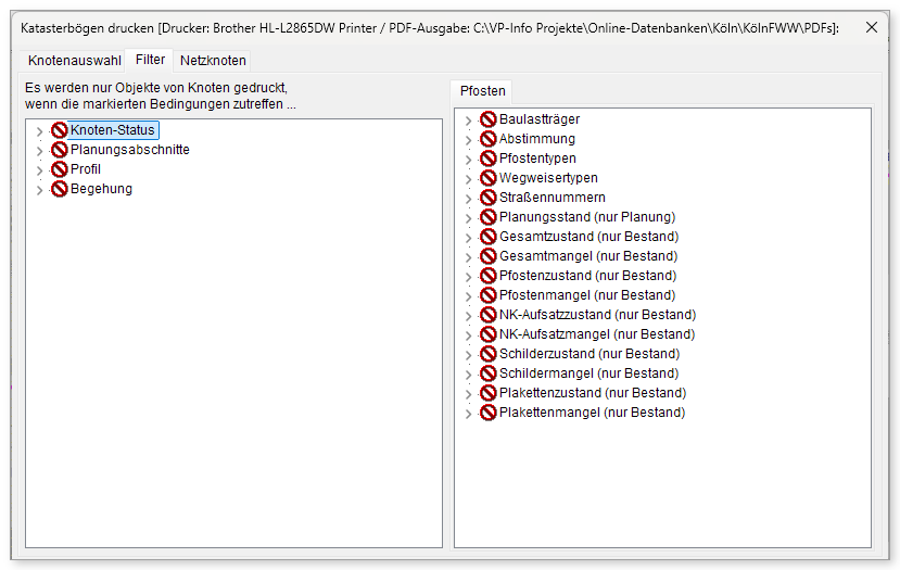 Die Registerkarte „Filter“ im Druckdialog