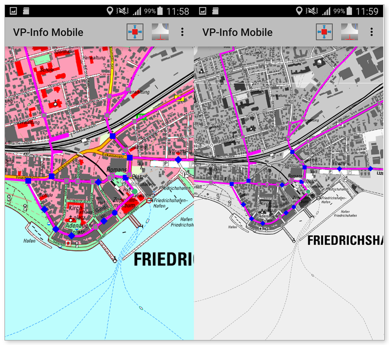 Grundansicht von VP-Mobile in Farbe und in Graustufen