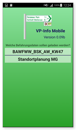 Startfenster von VP-Mobile
