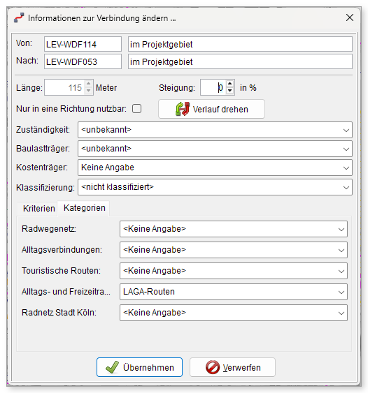 Registerkarte „Kategorien“