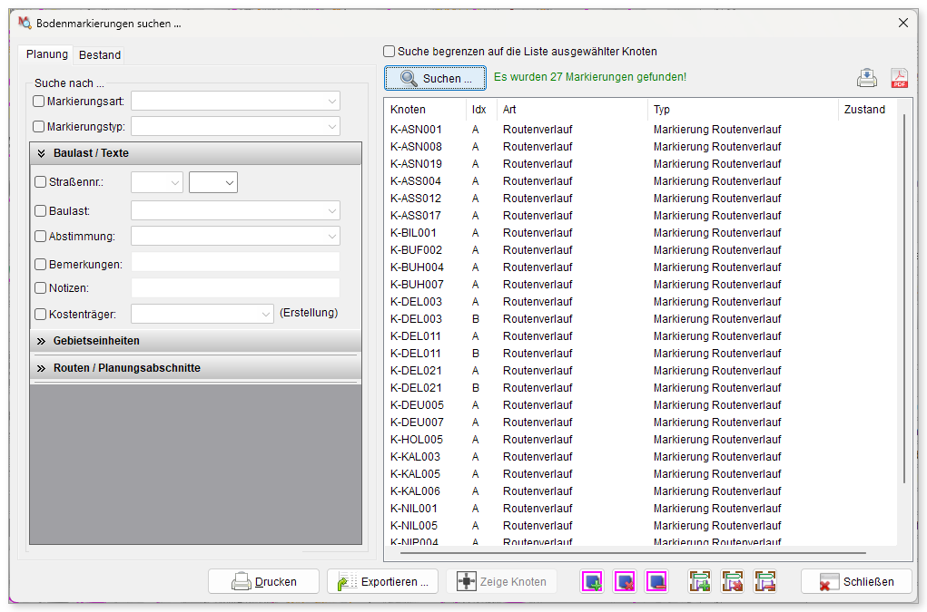Suchen > Bodenmarkierungen