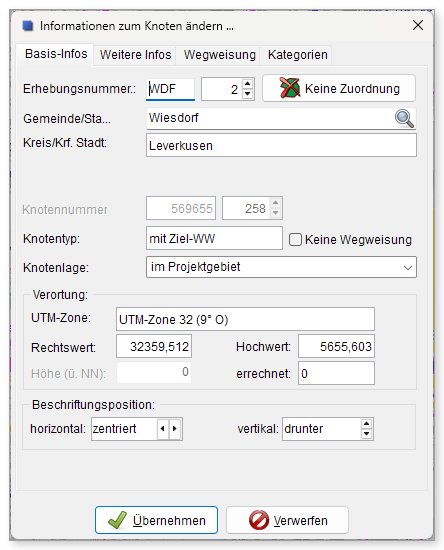 Informationen zum Knoten, Registerkarte „Basis-Infos“
