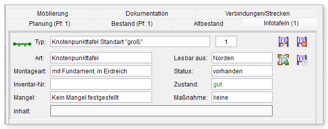 Registerkarte „Infotafeln“