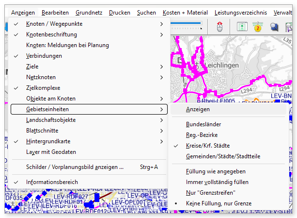 Anzeigen > Gebietseinheiten