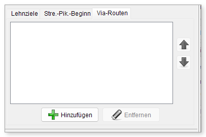 Registerkarte „Via-Routen“