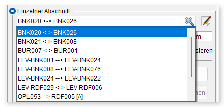 Abschnittsliste einer Route